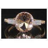 Oval 2.25 ct Morganite & Baguette Ring