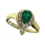 10kt Gold Emerald & Diamond Dinner Ring