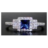 Princess Cut Sapphire Designer Ring