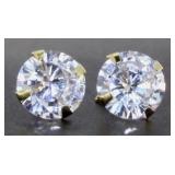 14kt Gold Round 3.00 ct White Topaz Stud Earrings