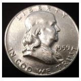 1959 Franklin Silver Half Dollar BU