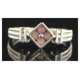 10kt Gold Pink Topaz & Diamond Ring