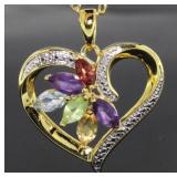 Genuine Gemstone &  Diamond Pendant