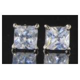 Princess Cut 3.00 ct White Topaz Earrings