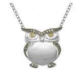 Yellow Diamond Accent Owl Pendant