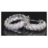 Genuine Diamond Accent Hoop Earrings