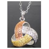 Tri-Toned Diamond Accent Designer Pendant