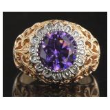 Round Rose Toned Amethyst Designer Ring