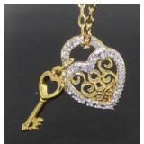 Lock & Key Diamond Accent Charm Pendant