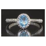 Genuine Blue Topaz & Diamond Designer Ring