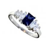 Stunning Emerald Cut Sapphire & White Topaz Ring