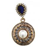 Rose Toned Pearl, Sapphire & White Topaz Pendant