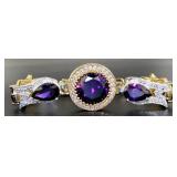 Round & Pear Cut 18.44 ct Amethyst Bracelet