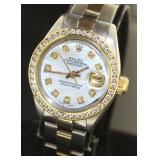 14kt/SS Oyster Lady Datejust Rolex w/MOP-Diamond