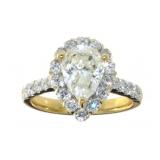 14kt Yellow Gold 3.04 ct Pear Cut Diamond Ring