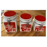 Set of 3 Coca Cola Air Tight Canisters