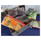 Metal Fishing Box & Contents