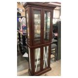 Solid Wood 4 Door Lighted Curio Cabinet
