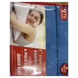 Queen 6 pc Blue Copper Sheet Set
