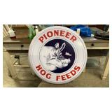 Pioneer Hog Feeds Large Button Sign