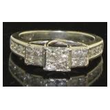 10kt Gold Princess Quad 1.00 ct Diamond Ring