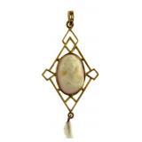 14kt Gold Victorian Style Cameo & Pearl Pendant