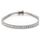 Bezel Set Princess Cut 3mm White Topaz Bracelet