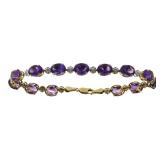 10kt Gold 14.00 ct Amethyst & Diamond Bracelet