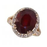 14kt Rose Gold 14.63 ct Oval Ruby & Diamond Ring