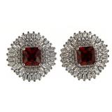 Elegant Ruby & Topaz Baguette Earrings