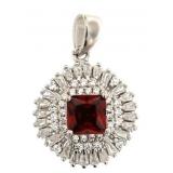 Elegant Ruby & Topaz Baguette Pendant