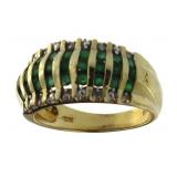 10kt Gold Natural Emerald & Diamond Ring