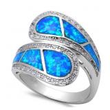 Gorgeous Blue Opal & White Topaz Ring