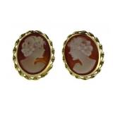 14kt Gold Vintage Cameo Stud Earrings