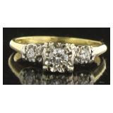 14kt Gold Vintage Crescent  Diamond Ring