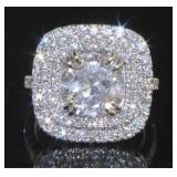 14kt Gold 4.07 ct Round Diamond Mine Cut Ring