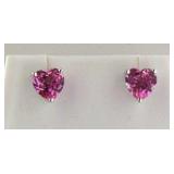 Gorgeous Pink Sapphire Heart Earrings