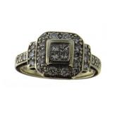 14kt Gold 1/2 ct Princess Cut Cluster Ring