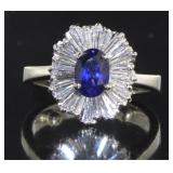 Platinum 1.80 ct Oval Sapphire & Diamond Ring