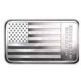 10 Ounce - American Flag .999 Fine Silver Bar