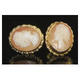 14kt Gold Carved Cameo Stud Earrings