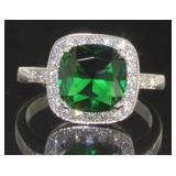 Cushion Cut 3.85 ct Emerald Solitaire Ring