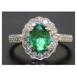 14kt Gold 1.40 ct Oval Emerald & Diamond Ring