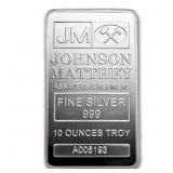 One Ounce - Johnson Matthey .999 Fine Silver Bar