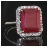 14K Gold 11.21 ct Ruby & Diamond Ring