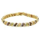 Genuine 9.57 ct Gemstone & Diamond Accent Bracelet