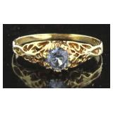 10kt Gold Vintage Aquamarine Solitaire Ring