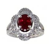 14kt Gold Oval 1.70 ct Ruby & Diamond Ring