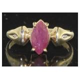 10kt Gold Natural 1.00 ct Marquise Ruby Solitaire