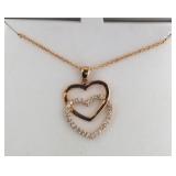 Rose Toned Double Heart Fashion Necklace